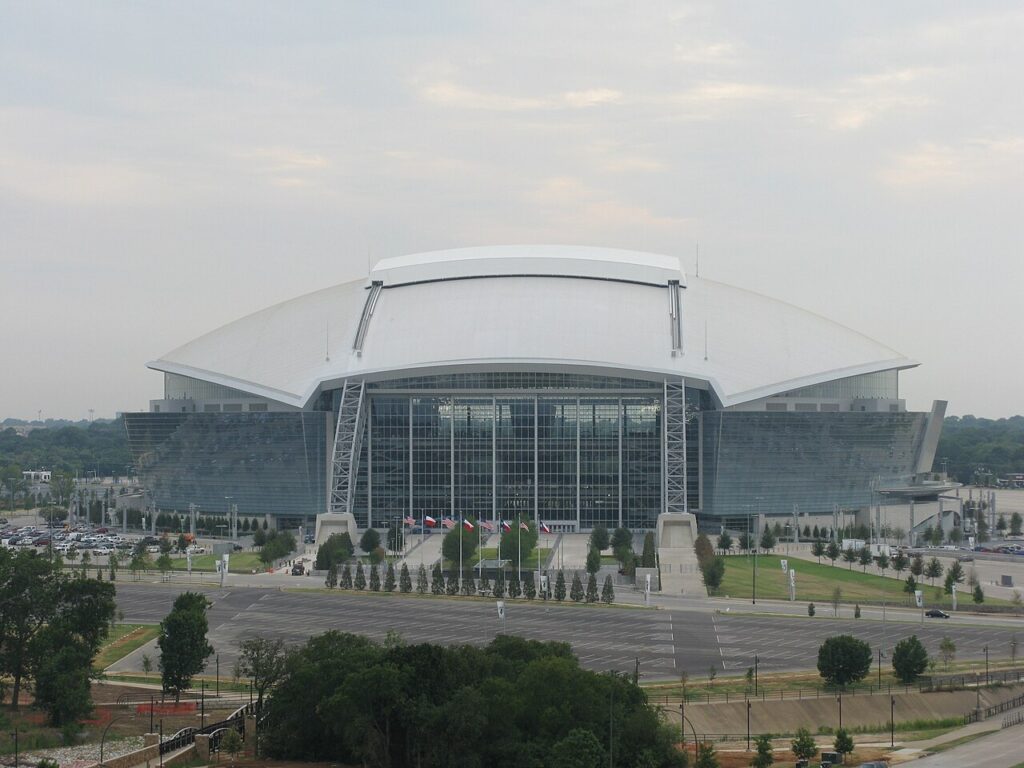 Exterior of Cowboys Stadium in Arlington, Texas, photographed in June 2009