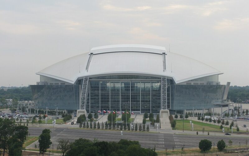 Exterior of Cowboys Stadium in Arlington, Texas, photographed in June 2009