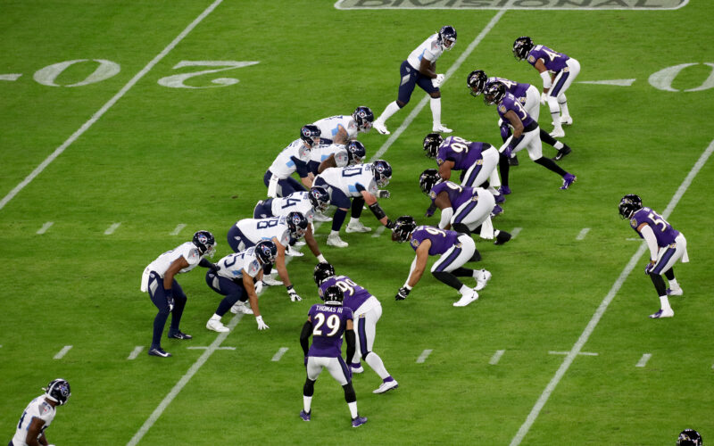 Ravens vs. Titans playoff game action in the 2019 NFL playoffs