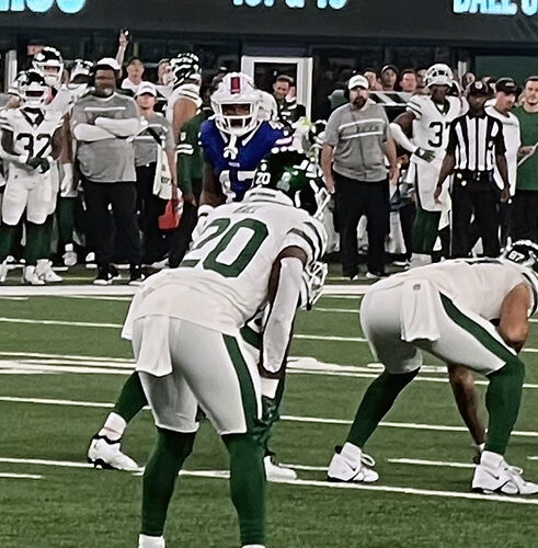 Breece Hall playing against the Buffalo Bills in 2023
