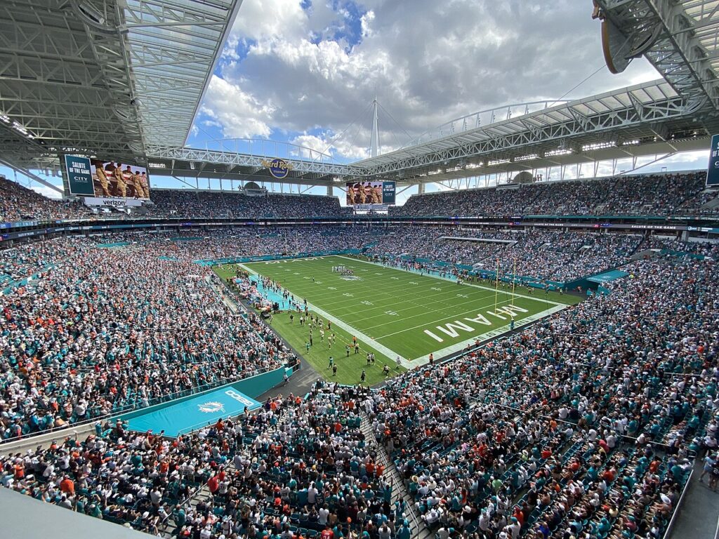 Hard Rock Stadium interior, home of the Miami Dolphins