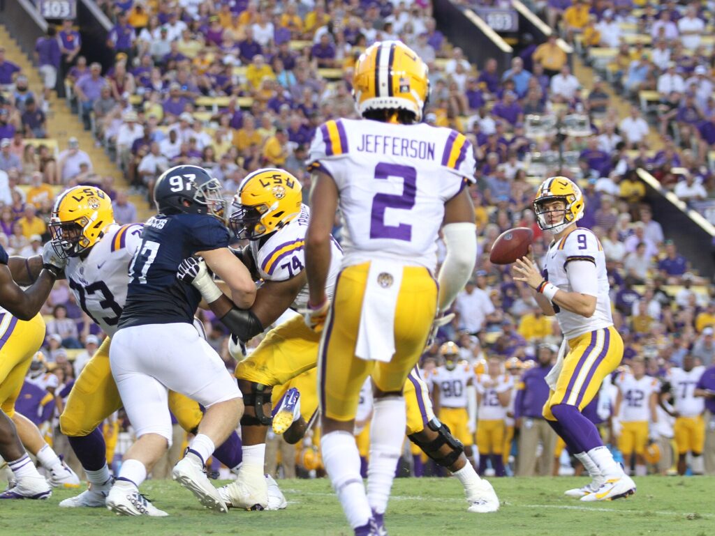 Justin Jefferson playing for LSU