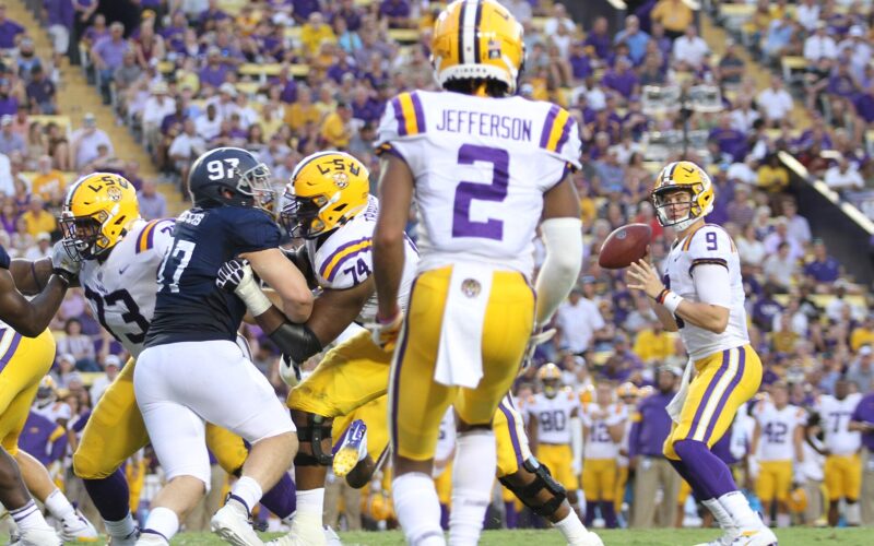 Justin Jefferson playing for LSU