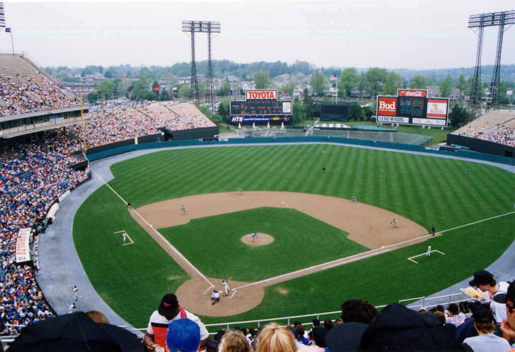 Baltimore Memorial Stadium 1991 in a 1991 archive photograph.