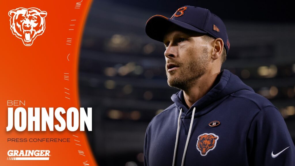 Chicago Bears head coach Ben Johnson at his press conference, October 23, 2026