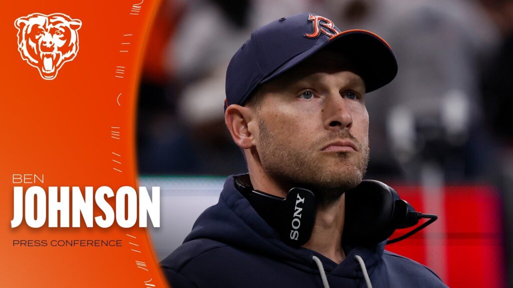 Chicago Bears head coach Ben Johnson press conference graphic, October 31, 2026
