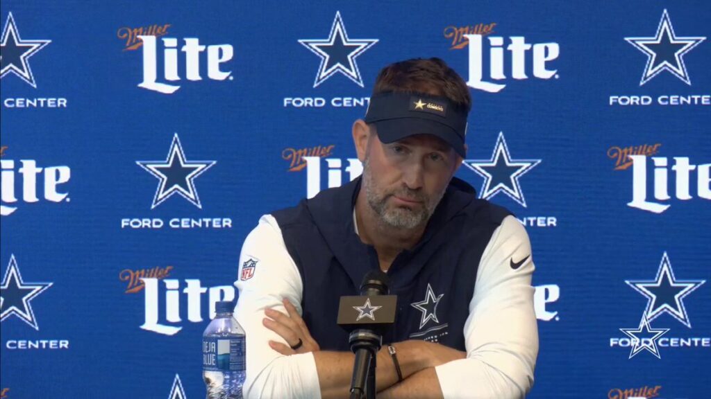 Brian Schottenheimer speaks at a Dallas Cowboys news conference
