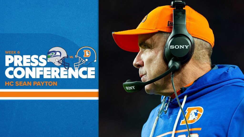 Sean Payton press conference graphic, Denver Broncos, October 2026