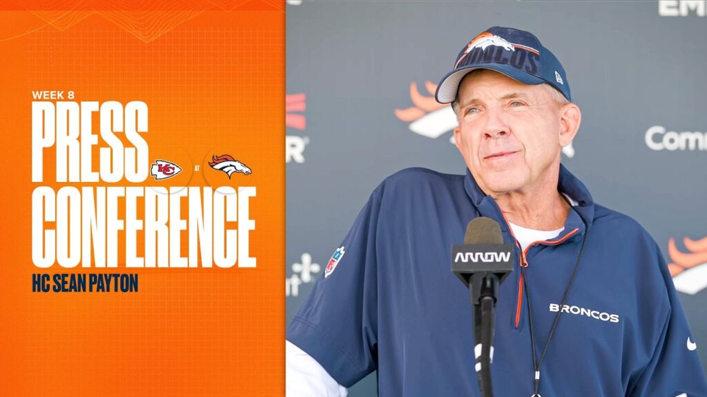 Denver Broncos head coach Sean Payton at his Week 8 press conference, October 28, 2026