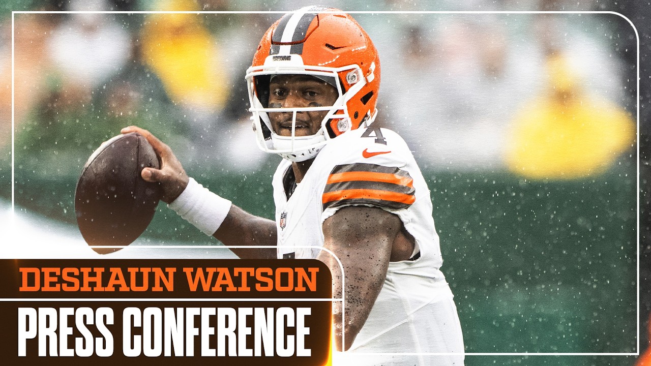 Deshaun Watson at a Browns press conference