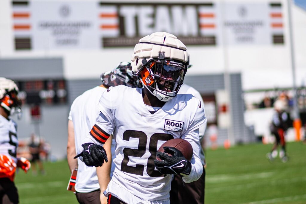 Players at Browns training camp