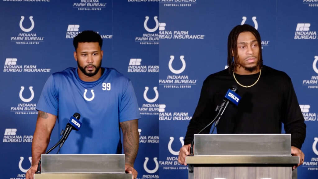 DeForest Buckner and Jonathan Taylor at Colts news conferences on October 22, 2026