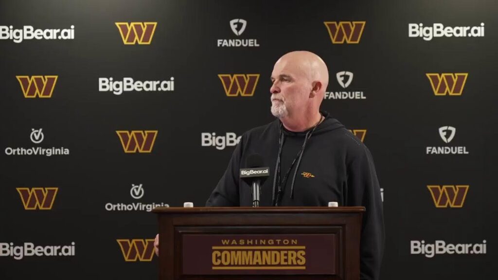 Washington Commanders head coach Dan Quinn at his press conference, October 28, 2026