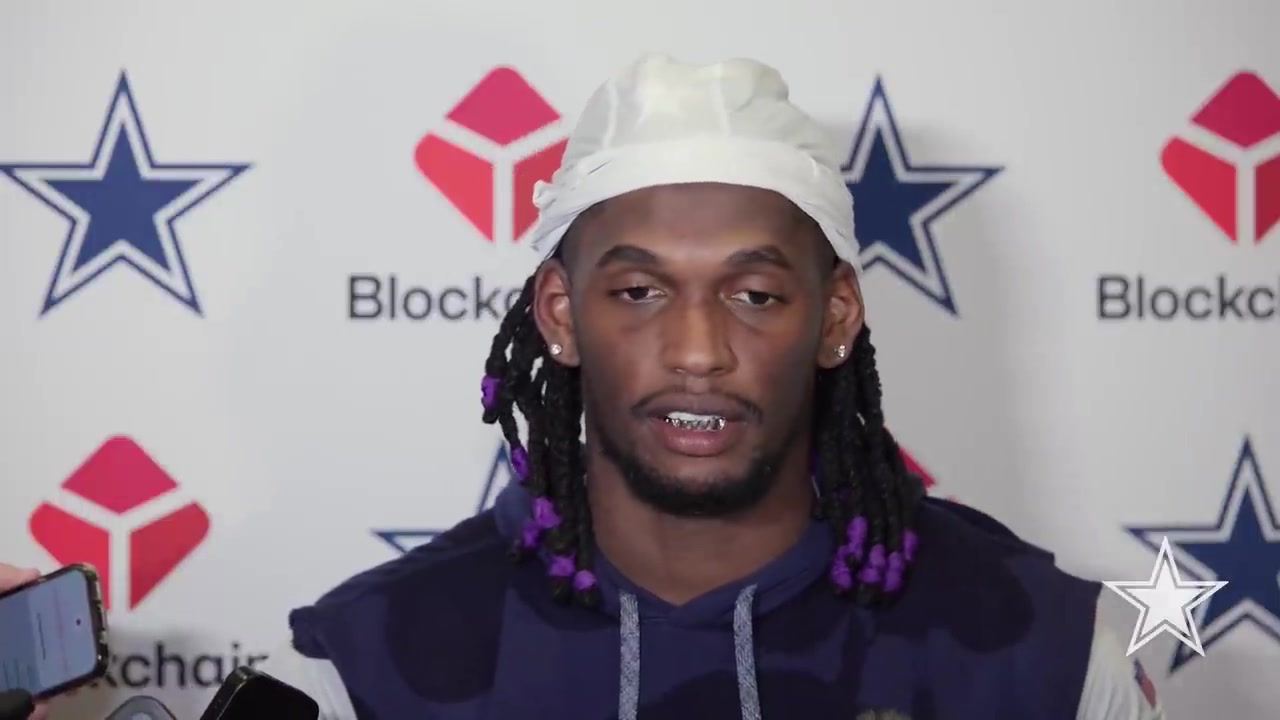 CeeDee Lamb speaks to reporters