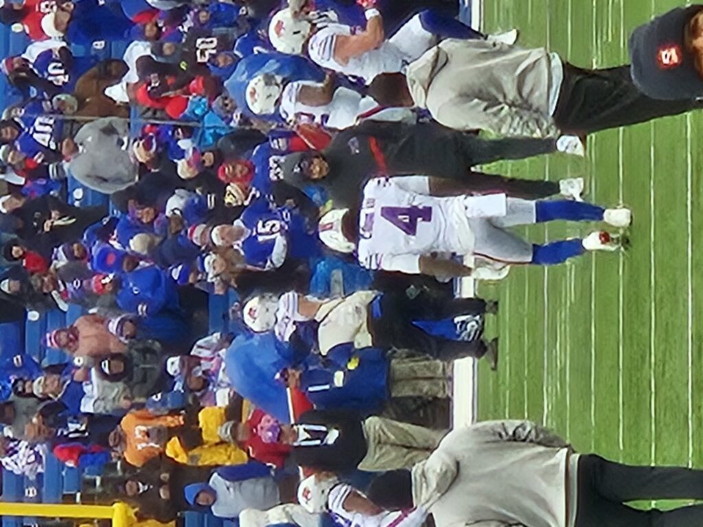 James Cook of the Buffalo Bills warming up before a game