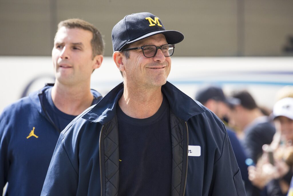 Jim Harbaugh in a 2018 archive photograph.
