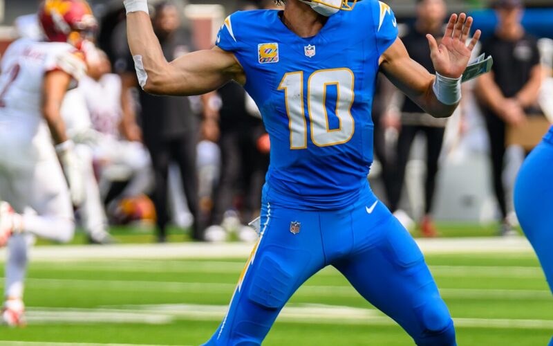Justin Herbert with the Los Angeles Chargers in 2025