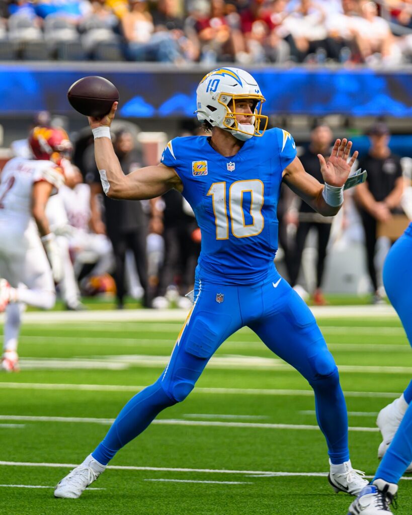 Justin Herbert with the Los Angeles Chargers in 2025