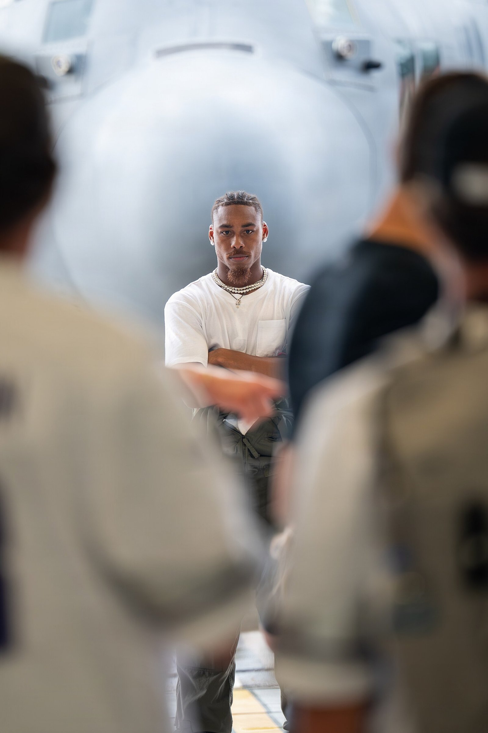 Justin Jefferson at the Minneapolis-St. Paul Air Reserve Station in 2025