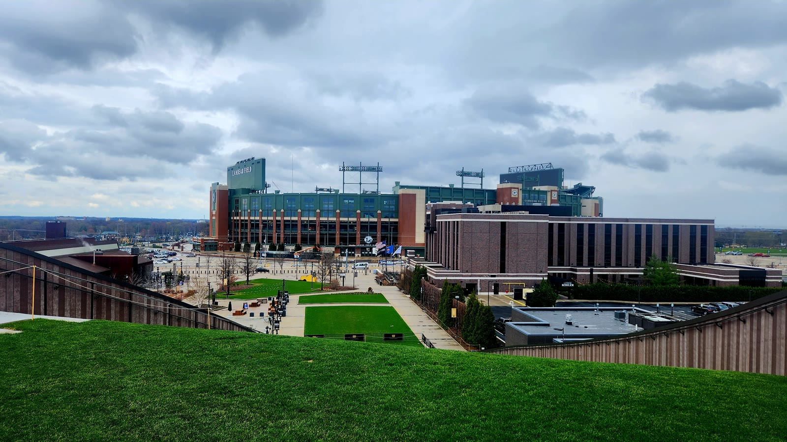 Lambeau Field seen from Titletown