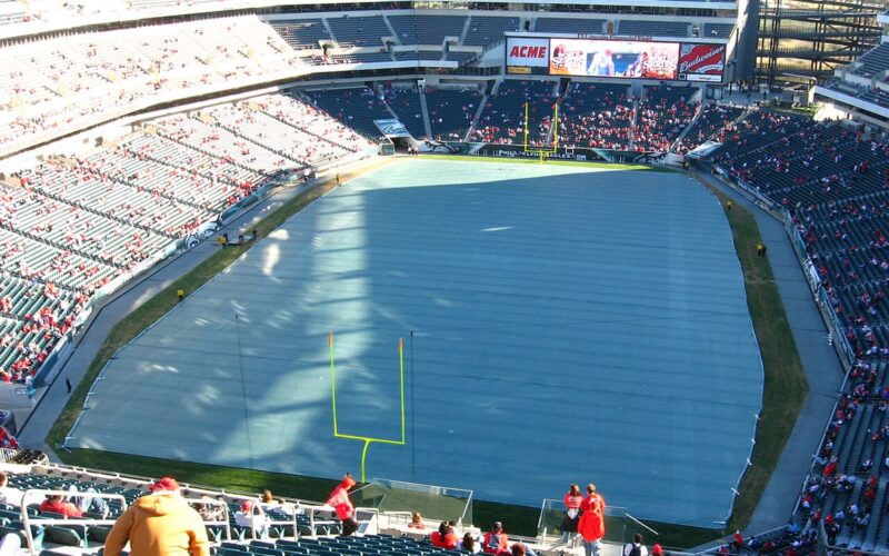 Seats and covered field inside Lincoln Financial Field in Philadelphia