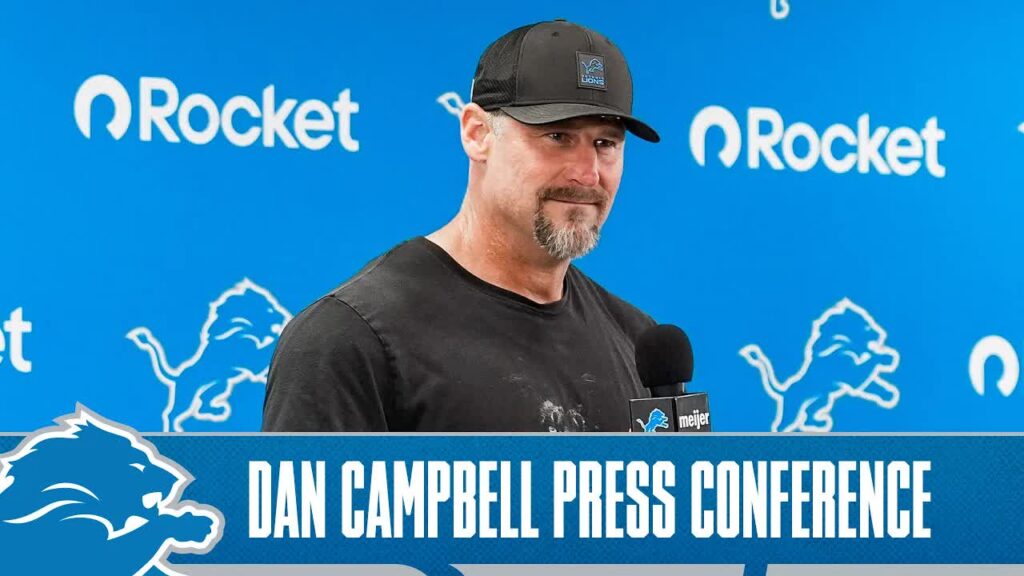 Dan Campbell press conference graphic, Detroit Lions, October 20, 2026