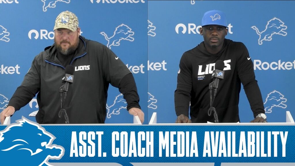 Hank Fraley and Scottie Montgomery assistant coach media availability graphic, Detroit Lions, October 20, 2026