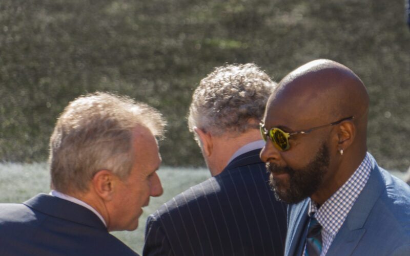 Joe Montana and Jerry Rice at Super Bowl 50