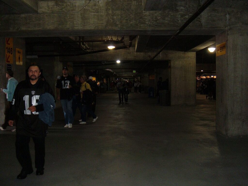 Interior view of the Oakland-Alameda County Coliseum stands and field