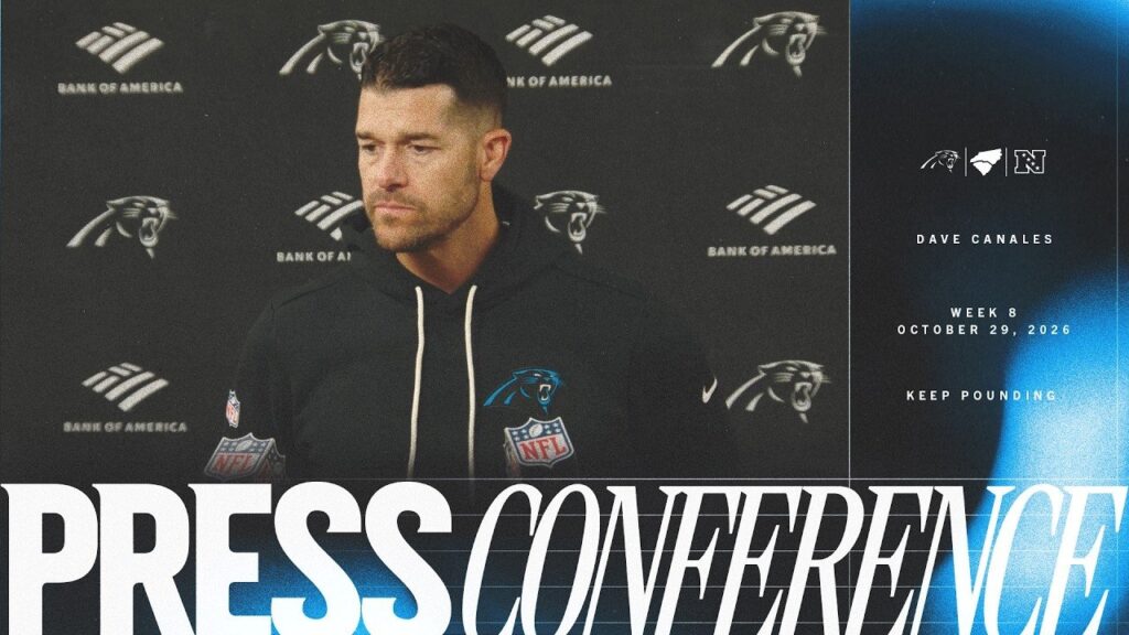 Carolina Panthers head coach Dave Canales at his postgame press conference after the loss to the Green Bay Packers, October 29, 2026