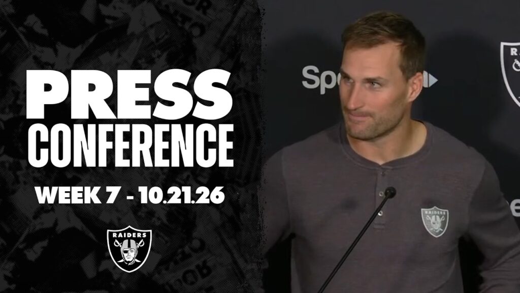 Kirk Cousins at a Las Vegas Raiders press conference, Week 7, October 21, 2026