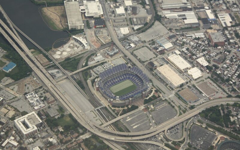 Aerial view of M&T Bank Stadium in Baltimore