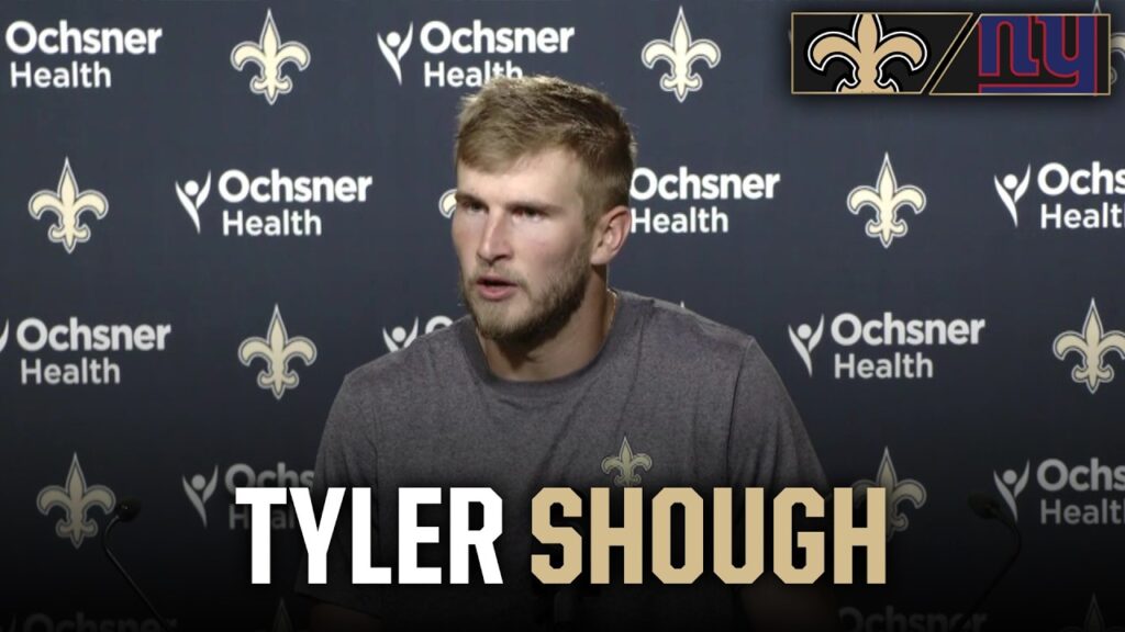 Tyler Shough Saints press conference before Week 6 at Giants, October 2026
