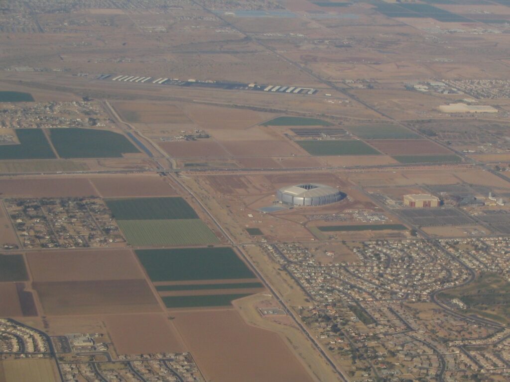 Exterior of University of Phoenix Stadium in Glendale, Arizona, home of the Cardinals