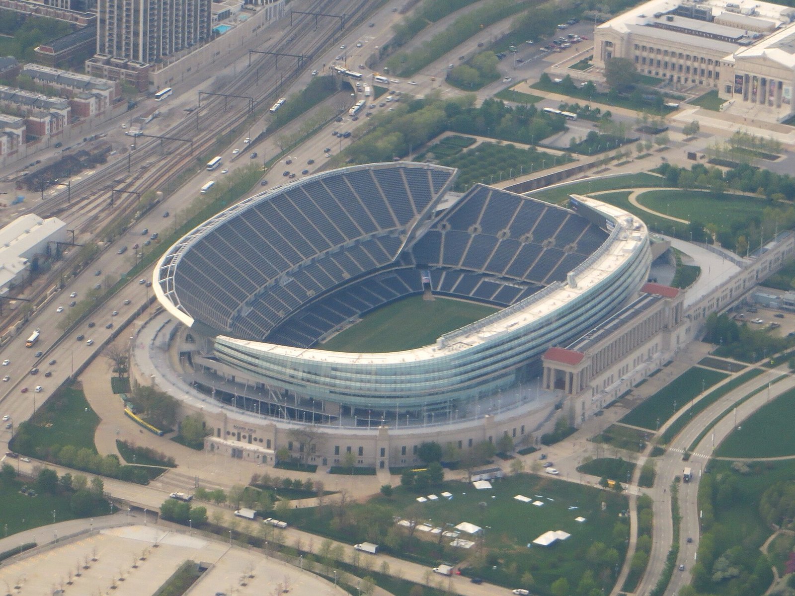 Aerial view of Soldier Field, home of the Chicago Bears