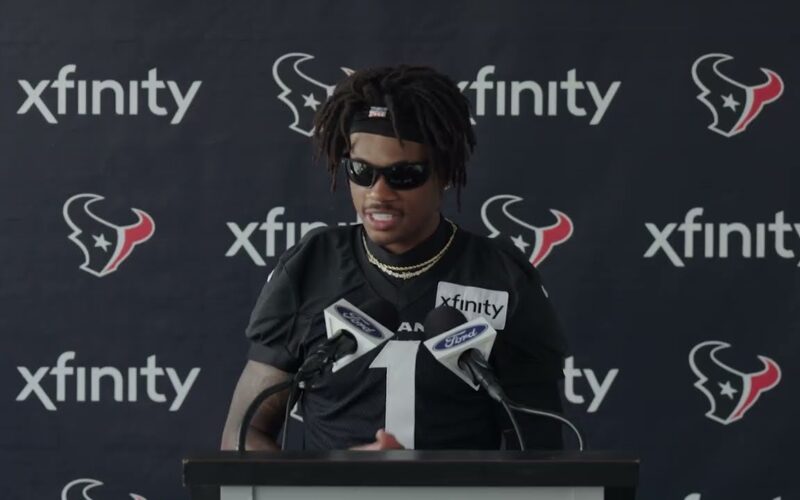 Tank Dell at a Houston Texans press conference