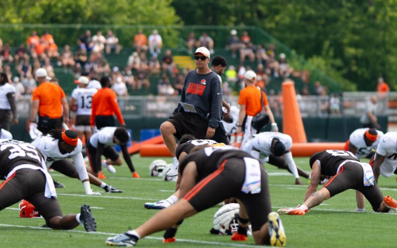 Todd Monken at Cleveland Browns training camp in August 2026
