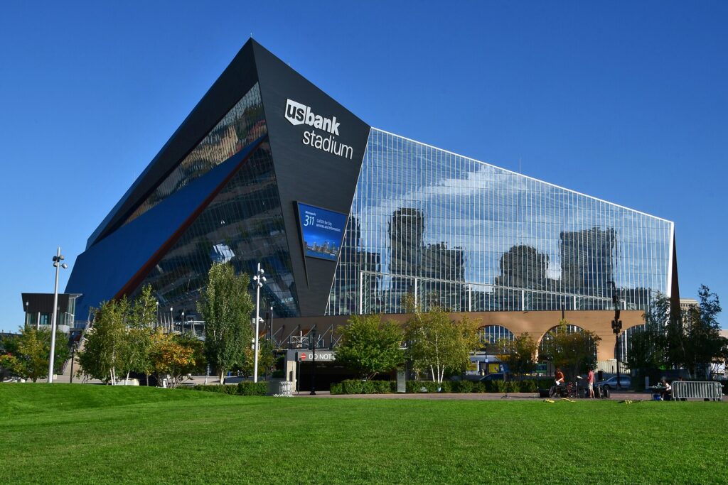 Exterior of U.S. Bank Stadium in Minneapolis, home of the Vikings