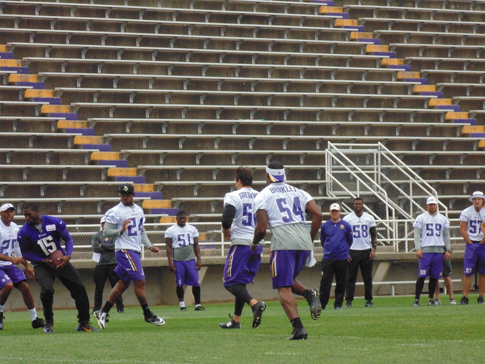 Minnesota Vikings defenders at practice