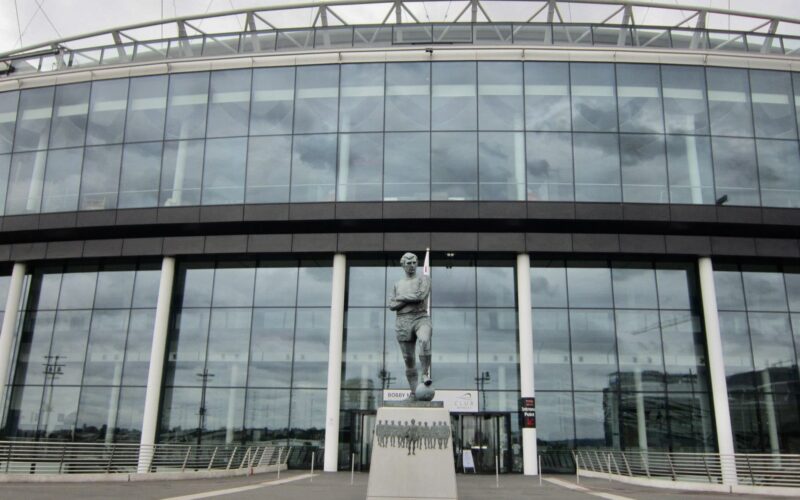 Exterior view of Wembley Stadium in London