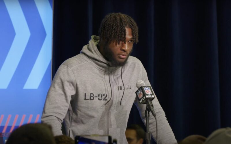 Will Anderson Jr. speaking at the 2023 NFL Scouting Combine
